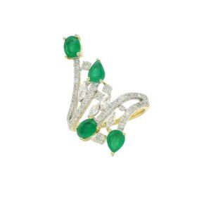 14k Emerald & .75 ctw Openwork Diamond Ring